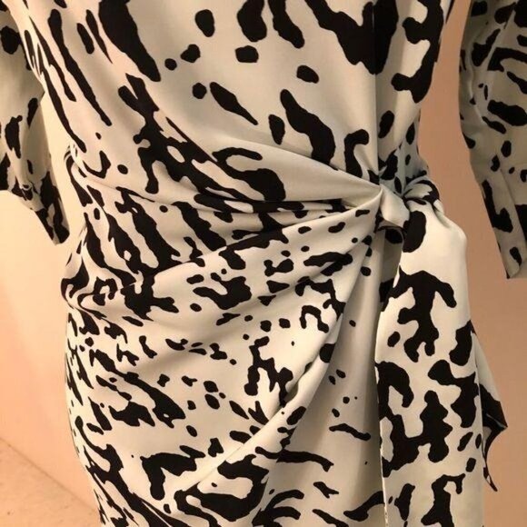 Diane Von Furstenberg DVF New Della Dress Paint Splatter Print Mint Green Black - Picture 8 of 13